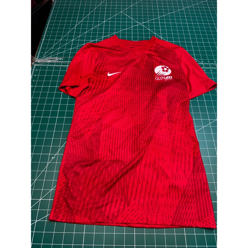 Nike Glen-Ed Soccer Jersey Mens Small Red Dri-FIT Slim Fit Short Sleeve Shirt 17